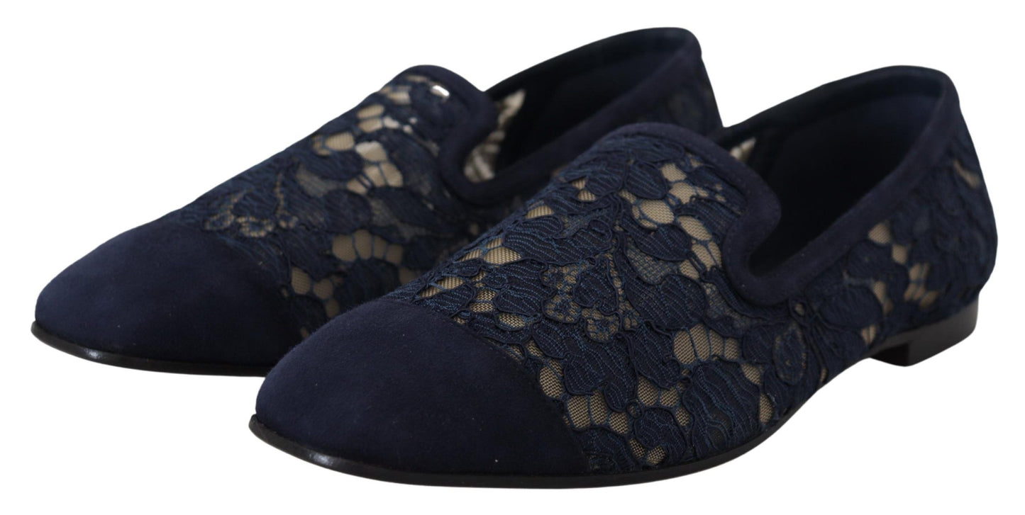 Dolce & Gabbana Elegantes Mocasines Planos Azules - Summer Chic