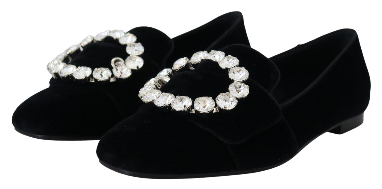 Dolce & Gabbana Mocasines Chic De Terciopelo Con Adornos De Cristal