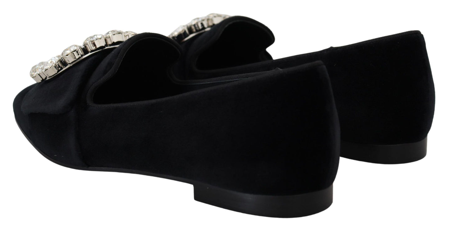 Dolce & Gabbana Mocasines Chic De Terciopelo Con Adornos De Cristal