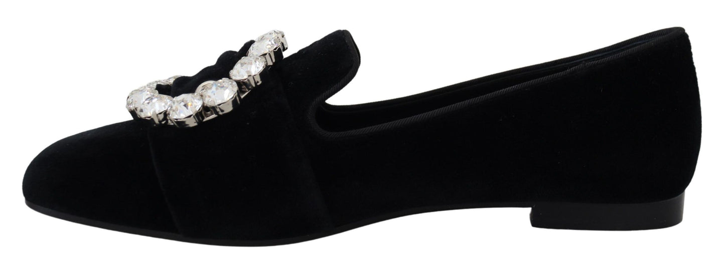 Dolce & Gabbana Mocasines Chic De Terciopelo Con Adornos De Cristal