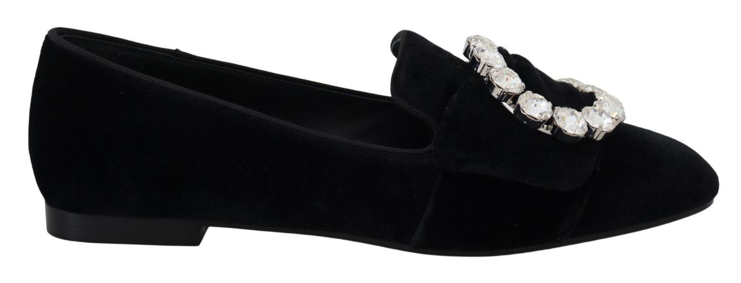 Dolce & Gabbana Mocasines Chic De Terciopelo Con Adornos De Cristal