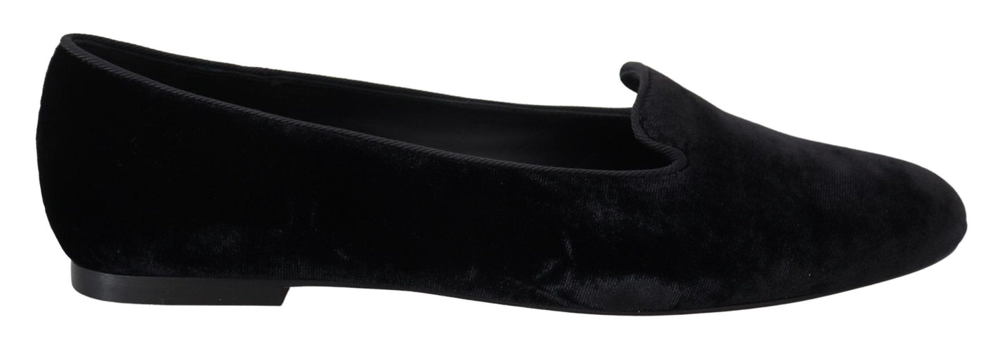 Dolce & Gabbana Elegantes mocasines negros en mezcla de seda