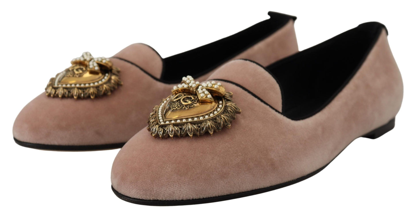 Dolce & Gabbana Elegantes mocasines Devotion de terciopelo rosa