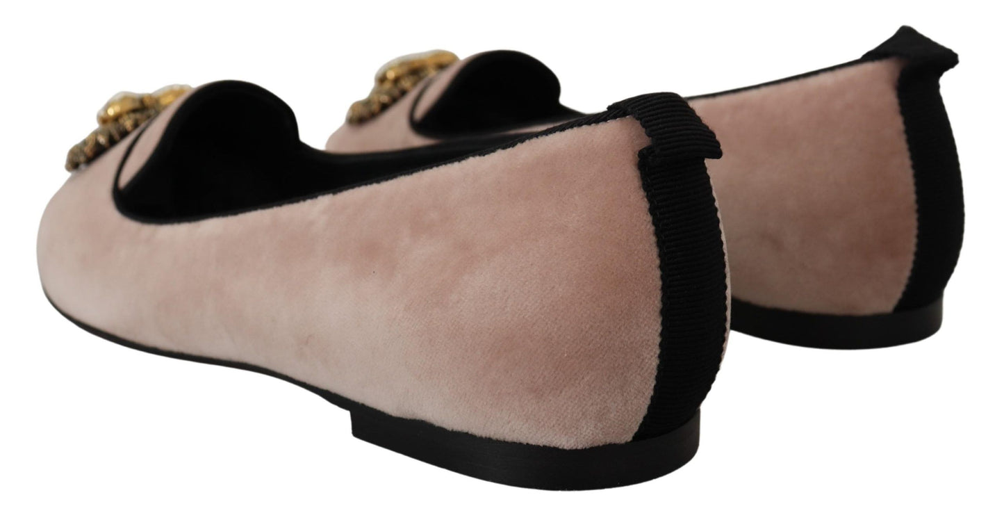 Dolce & Gabbana Elegantes mocasines Devotion de terciopelo rosa