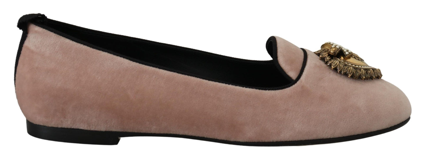 Dolce & Gabbana Elegantes mocasines Devotion de terciopelo rosa