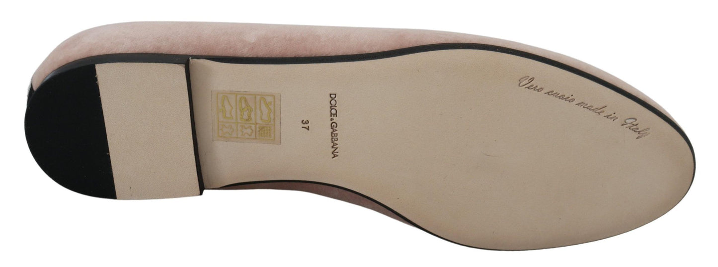 Dolce & Gabbana Elegantes mocasines Devotion de terciopelo rosa