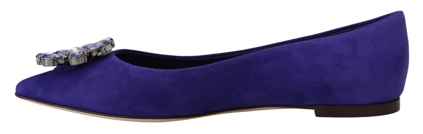 Dolce & Gabbana Zapatos planos de ante morado con cristales adornados