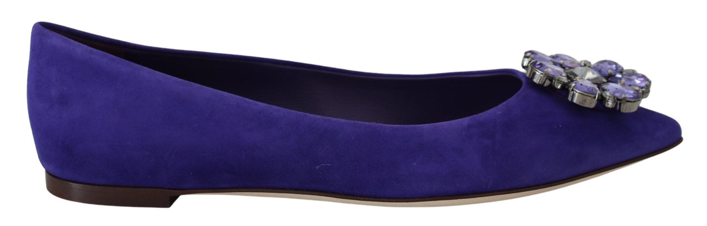 Dolce & Gabbana Zapatos planos de ante morado con cristales adornados