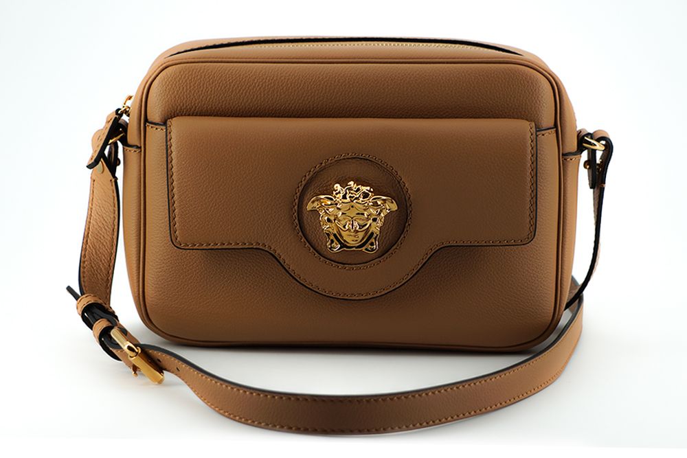Versace Elegant Brown Leather Camera Case Shoulder Bag – par Versace | Disponible sur Sandy Store ByNet