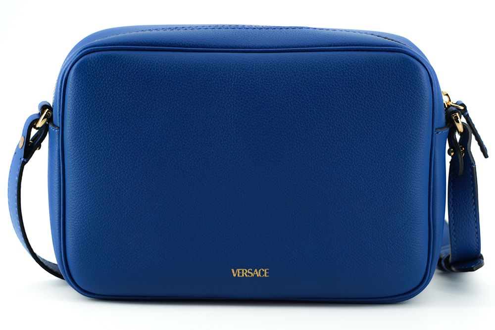 Versace Elegant Blue Calf Leather Camera Case Bag – par Versace | Disponible sur Sandy Store ByNet