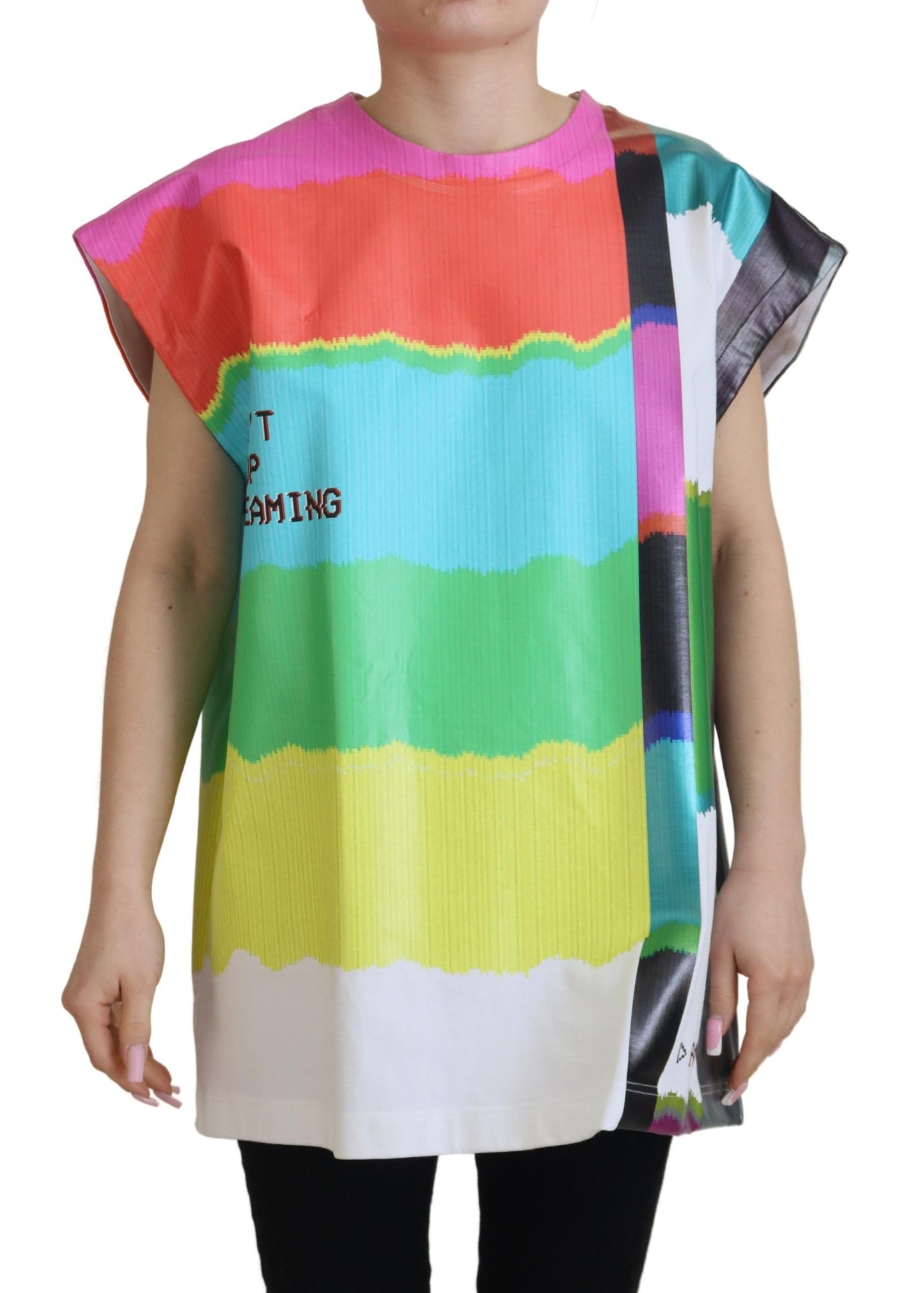 Dolce & Gabbana Multicolor TV Print Blouse Cotton T-shirt
