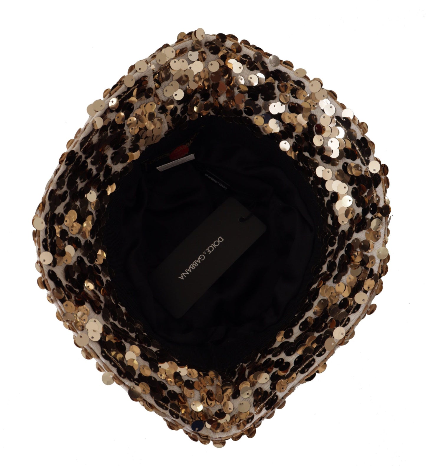 Dolce & Gabbana Elegante sombrero de pescador dorado con lentejuelas
