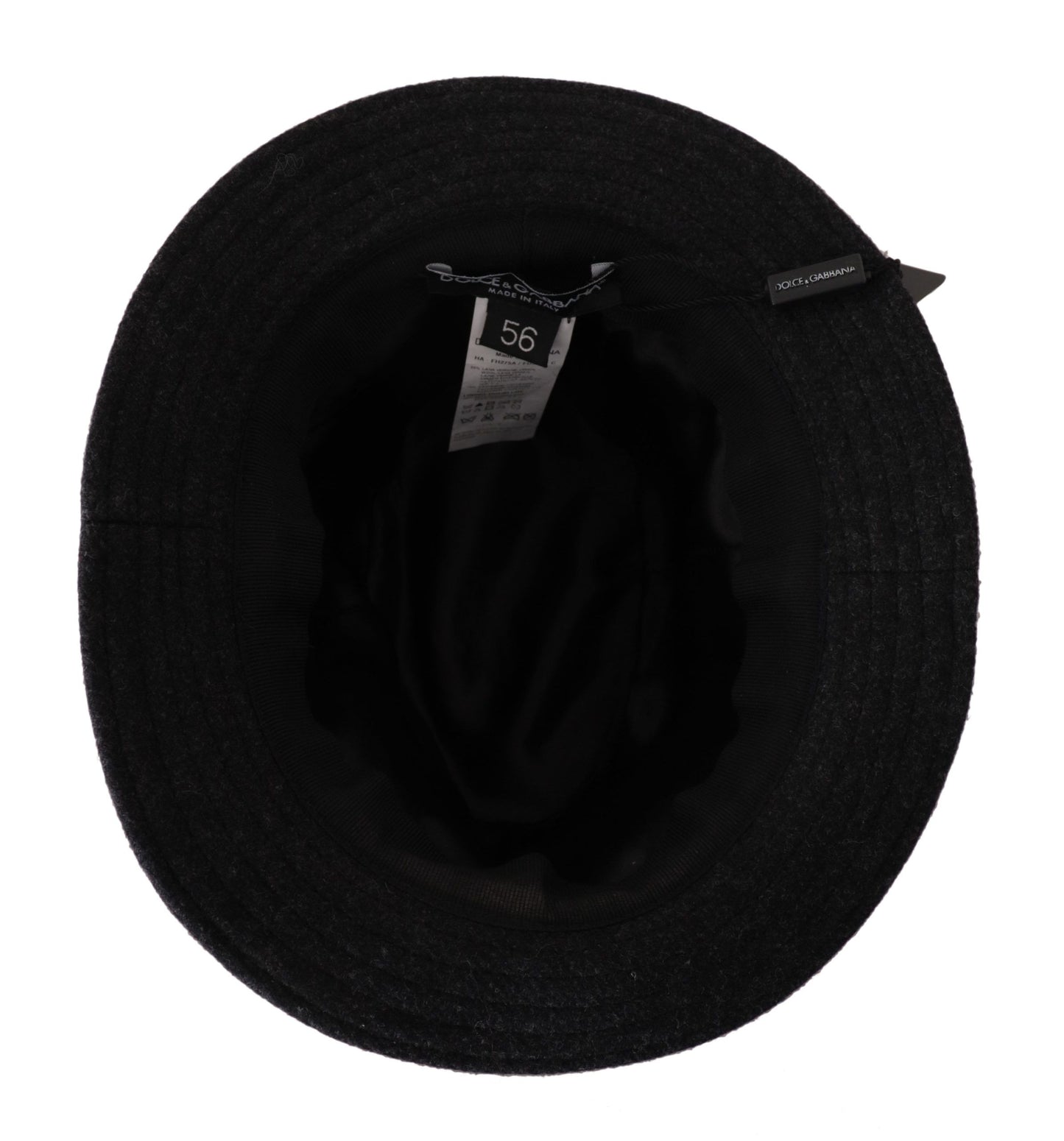 Dolce & Gabbana Elegante Sombrero Trilby Gris de Lana y Cachemira