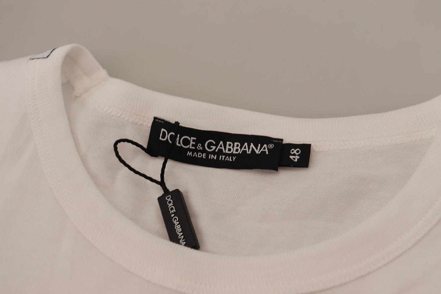 Dolce & Gabbana Elegante camiseta de algodón blanca con bolsillo en el pecho DG