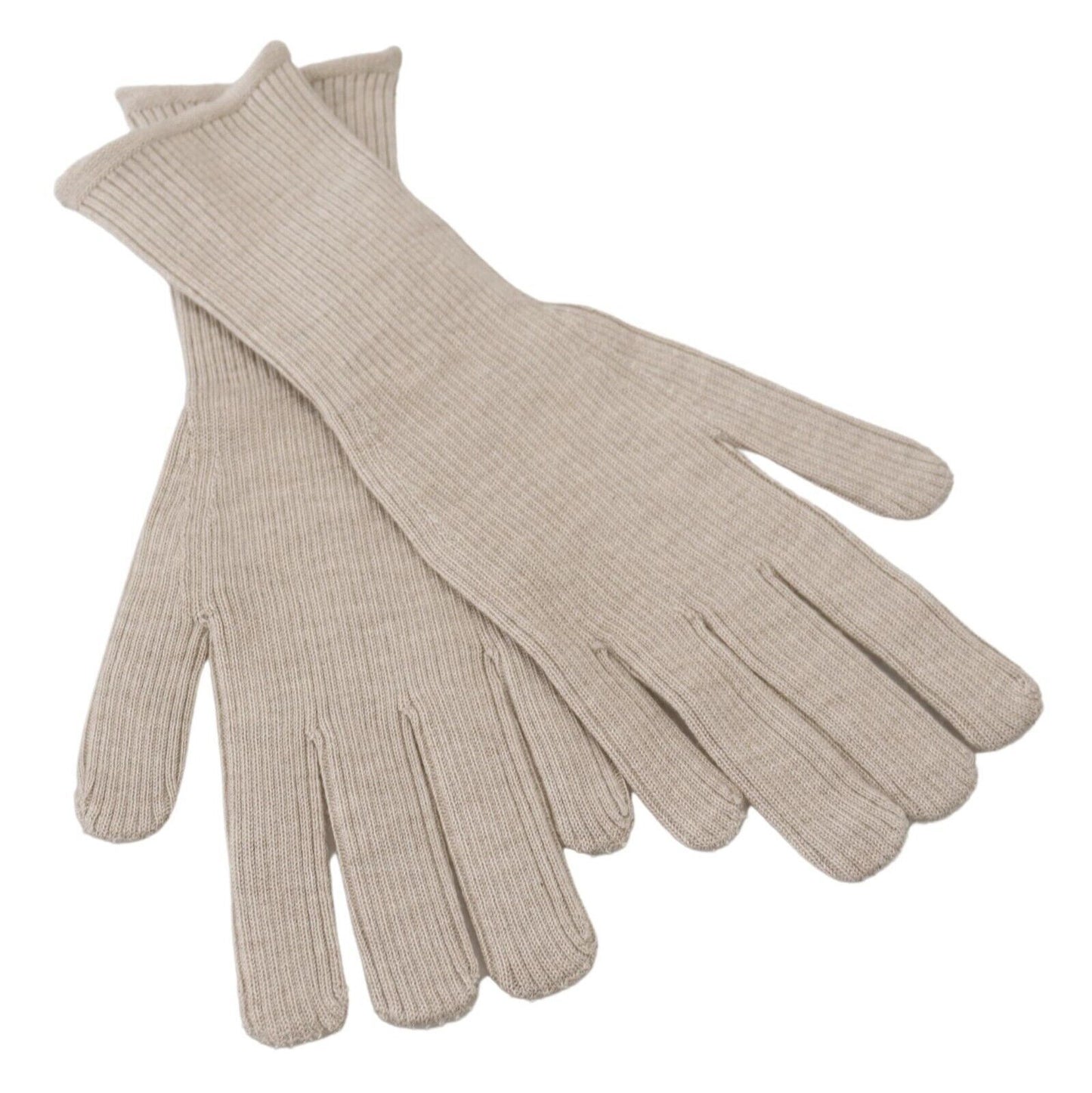 Dolce & Gabbana Guantes elegantes de mezcla de seda y cachemira color marfil