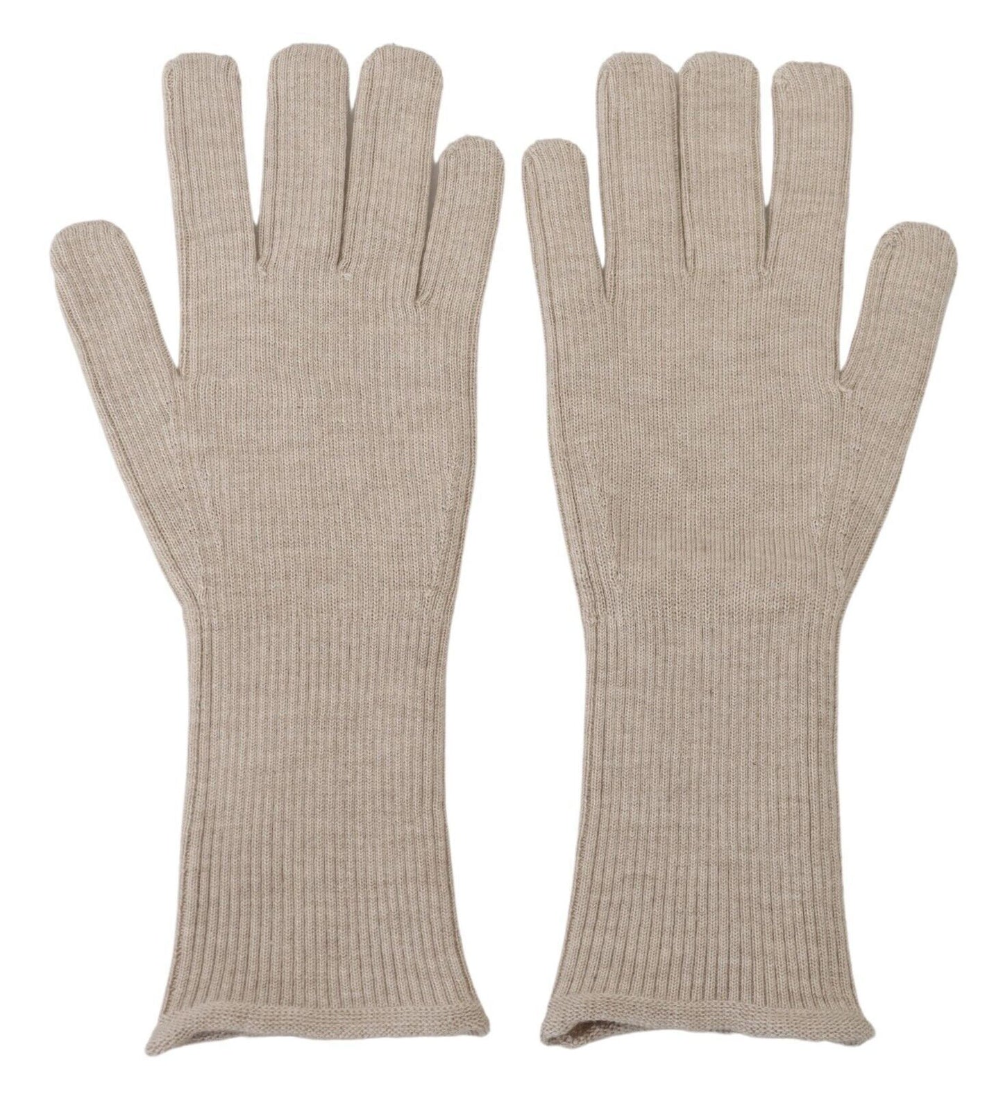 Dolce & Gabbana Guantes elegantes de mezcla de seda y cachemira color marfil