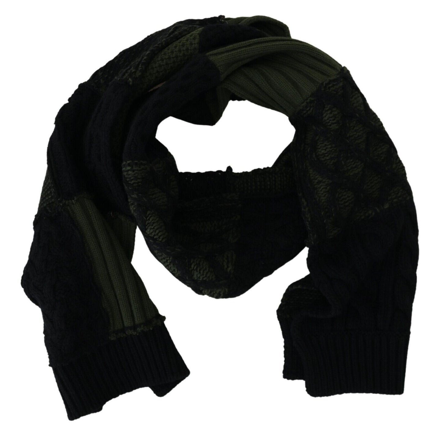 Dolce & Gabbana Elegante bufanda de lana en negro y verde