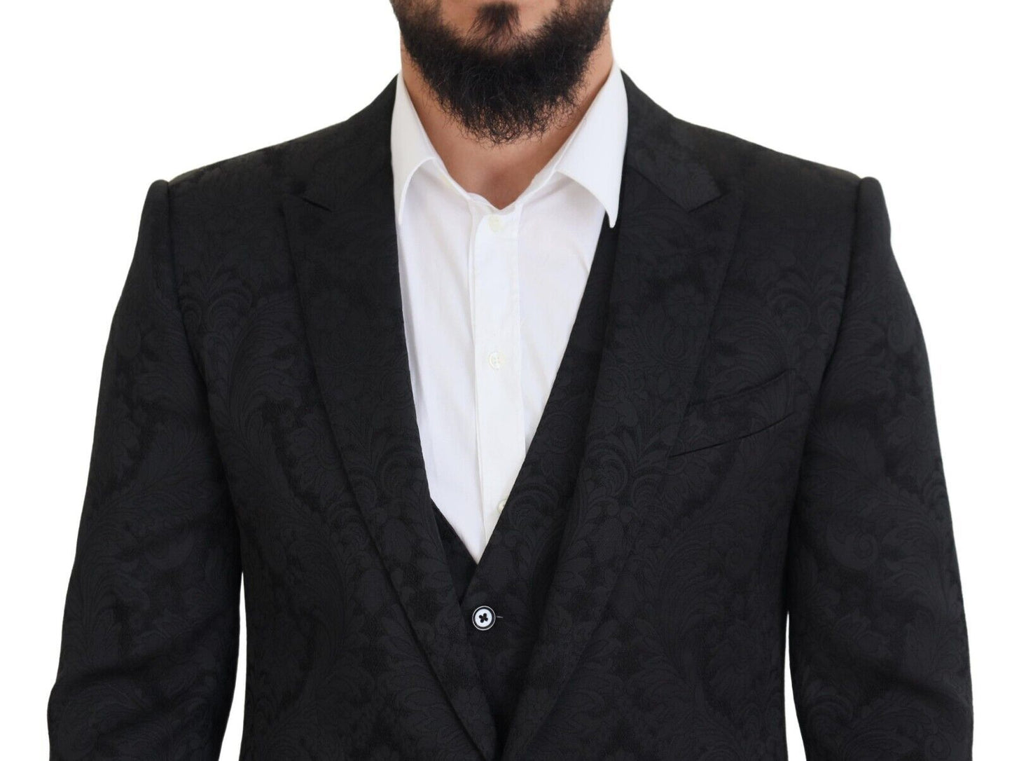 Dolce & Gabbana Elegante conjunto de chaqueta y chaleco de traje Martini negro