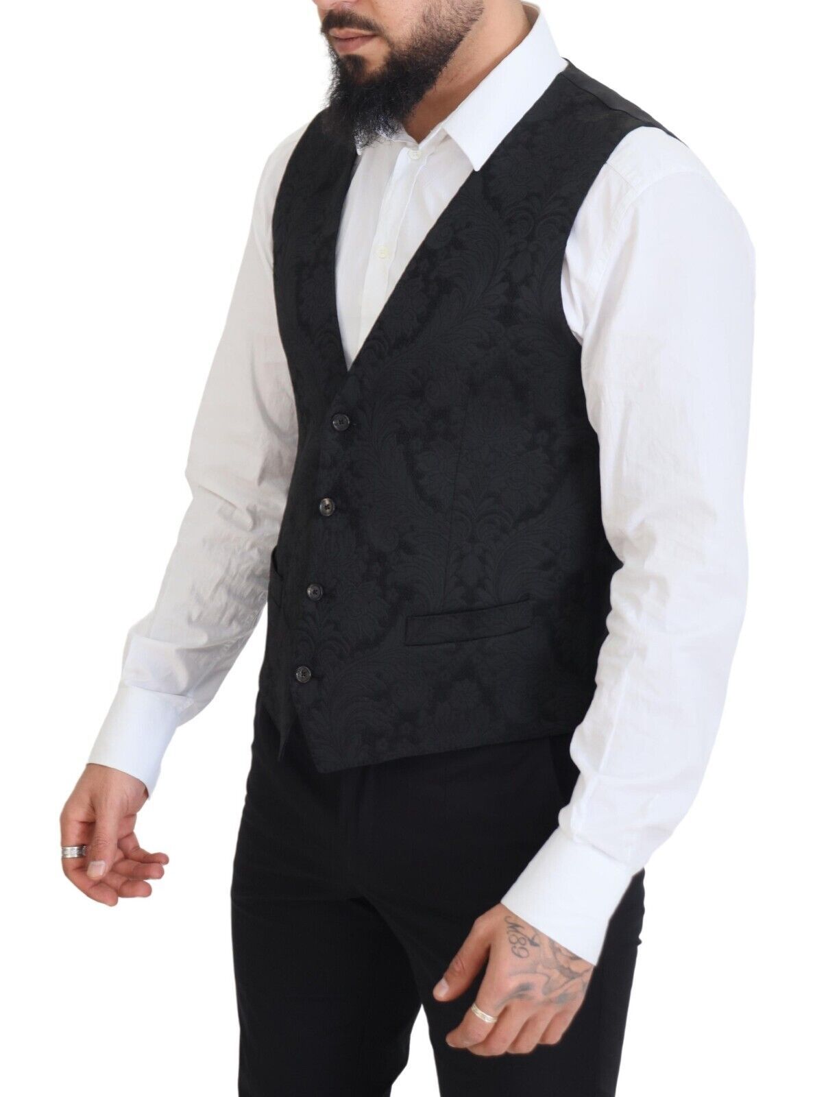 Dolce & Gabbana Elegante conjunto de chaqueta y chaleco de traje Martini negro