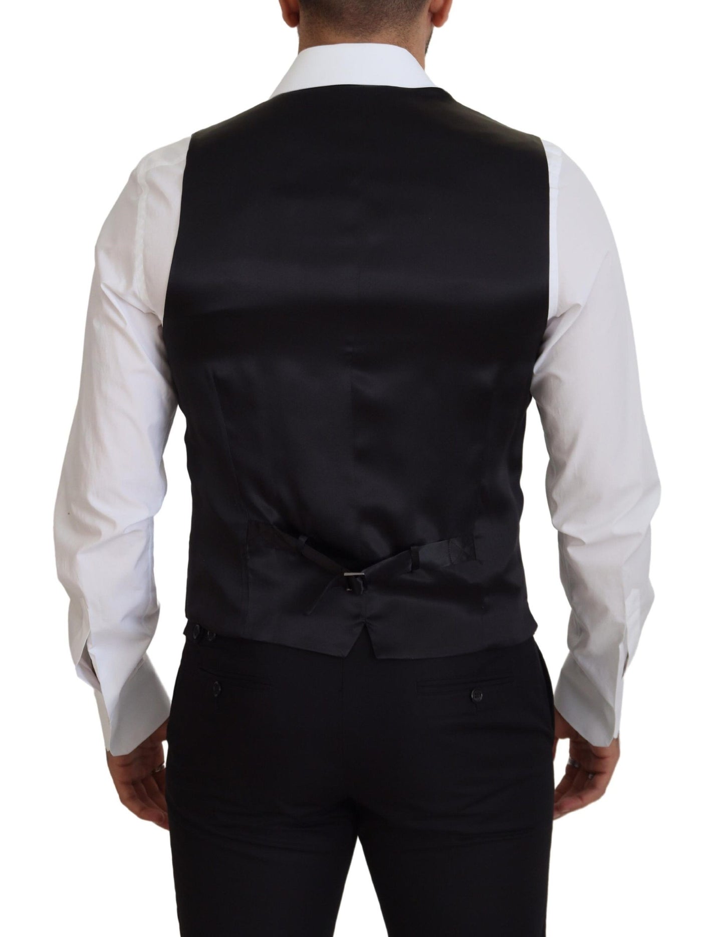 Dolce & Gabbana Elegante chaleco de vestir negro con botonadura simple
