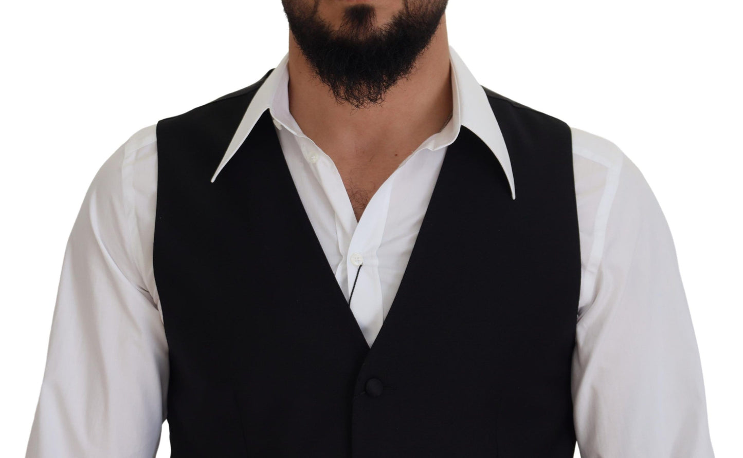Dolce & Gabbana Elegante chaleco de vestir negro con botonadura simple