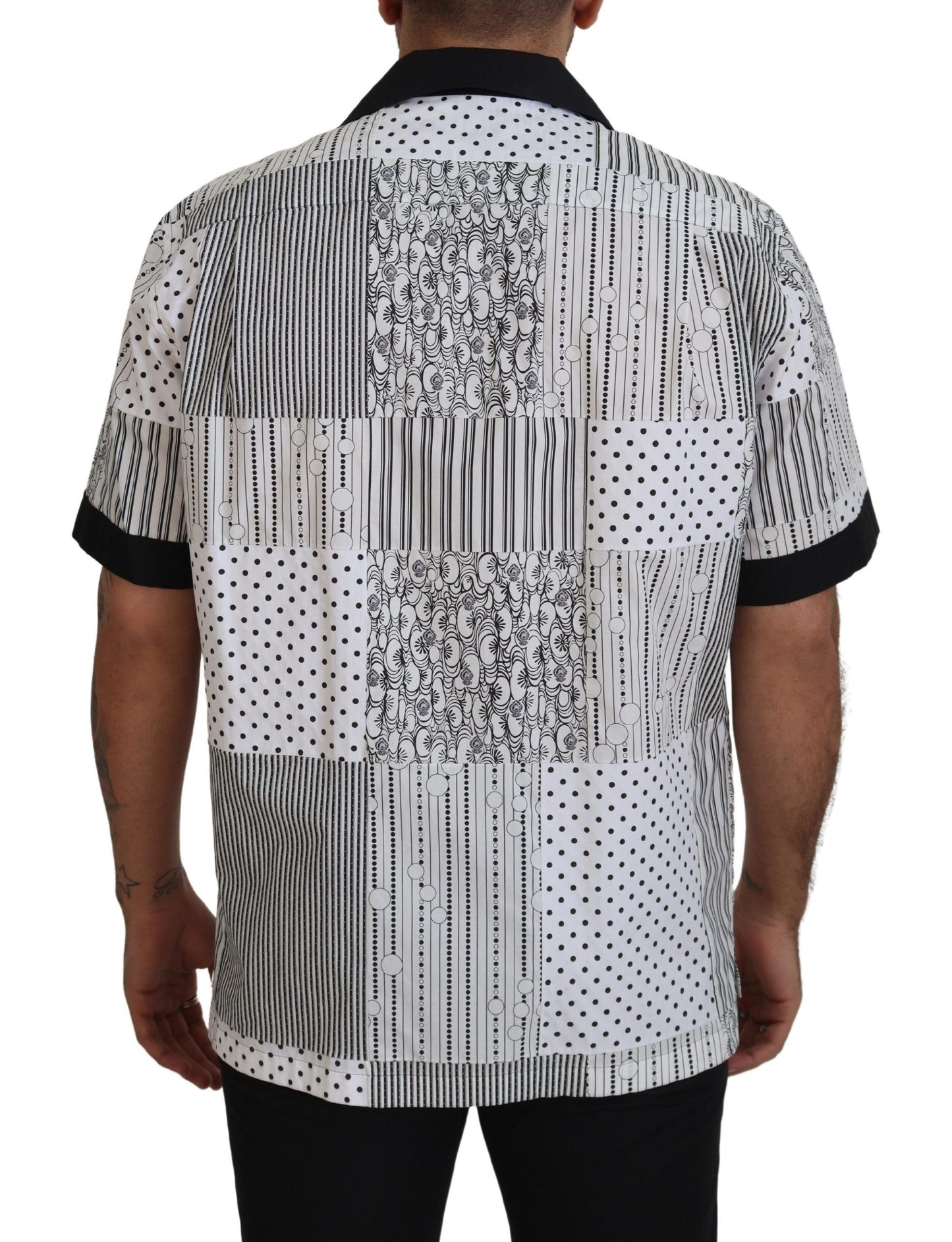 Dolce & Gabbana Elegante camisa de algodón en blanco y negro
