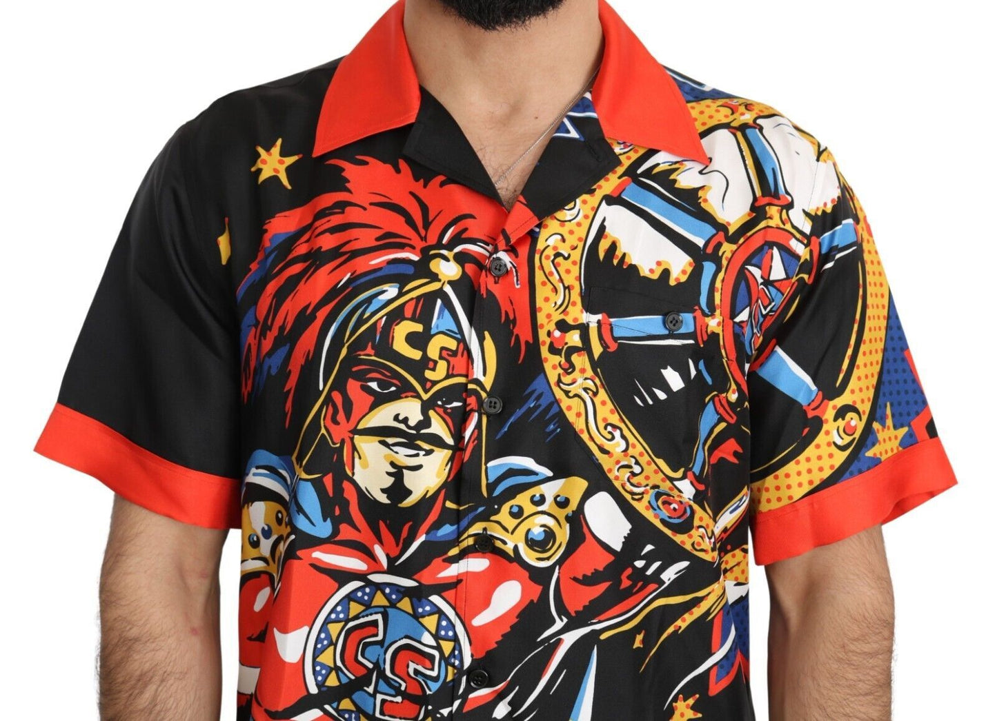 Dolce & Gabbana Camisa Elegancia Casual De Seda Multicolor