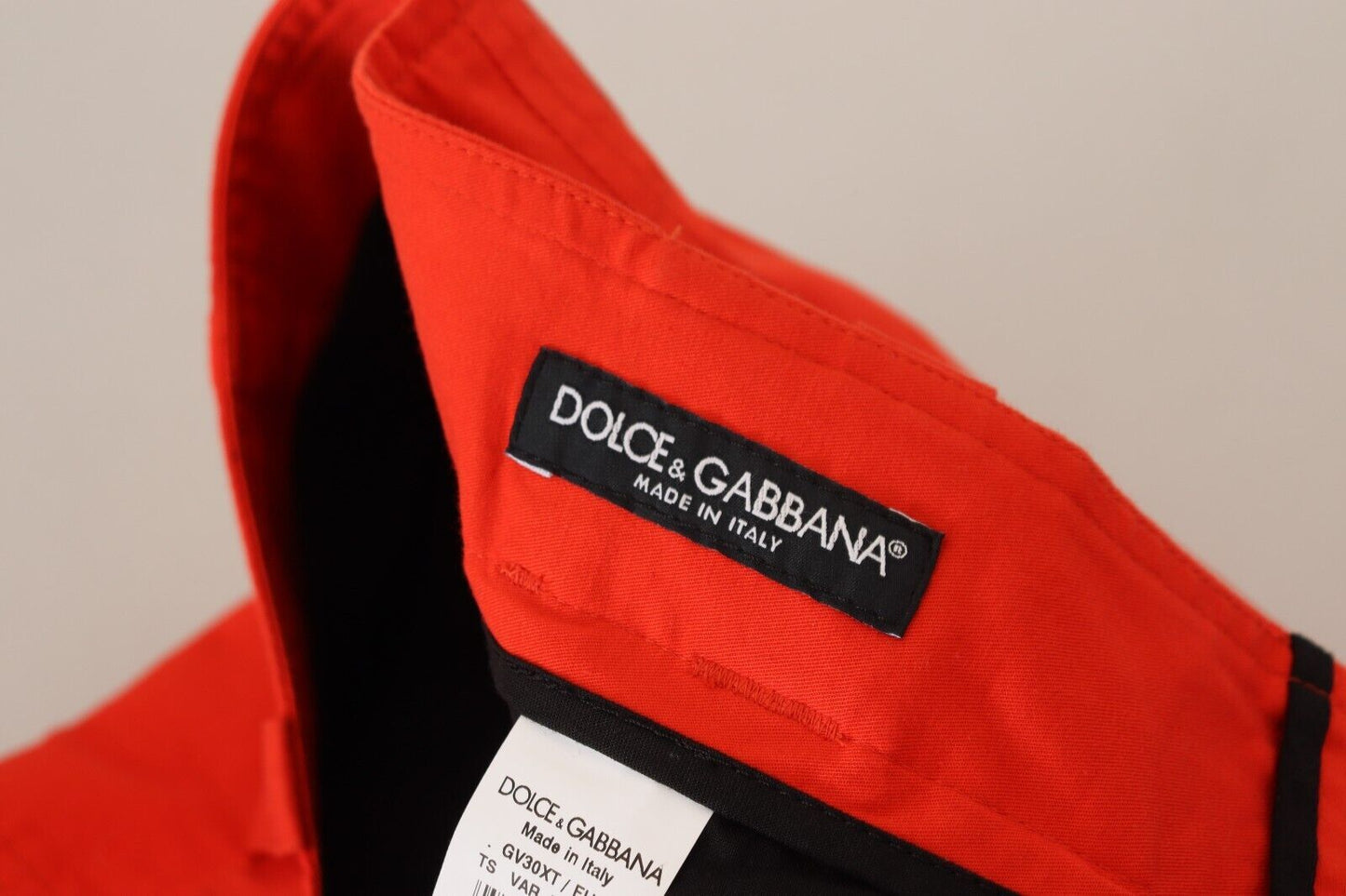 Dolce & Gabbana Elegante pantalón rojo de mezcla de algodón