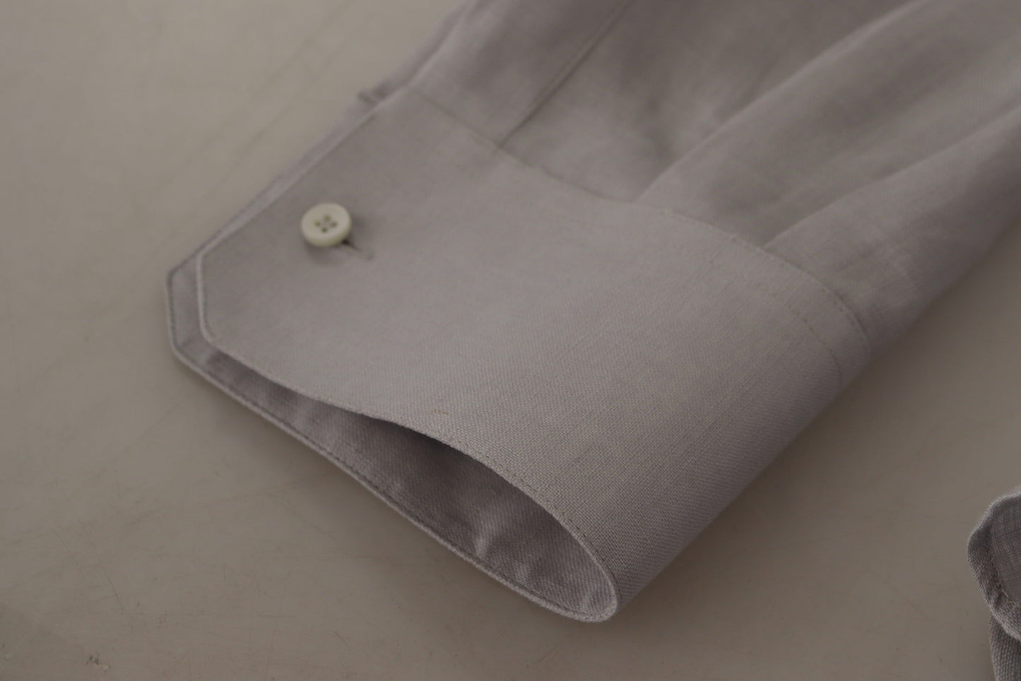 Dolce & Gabbana Elegante camisa de lino gris slim fit