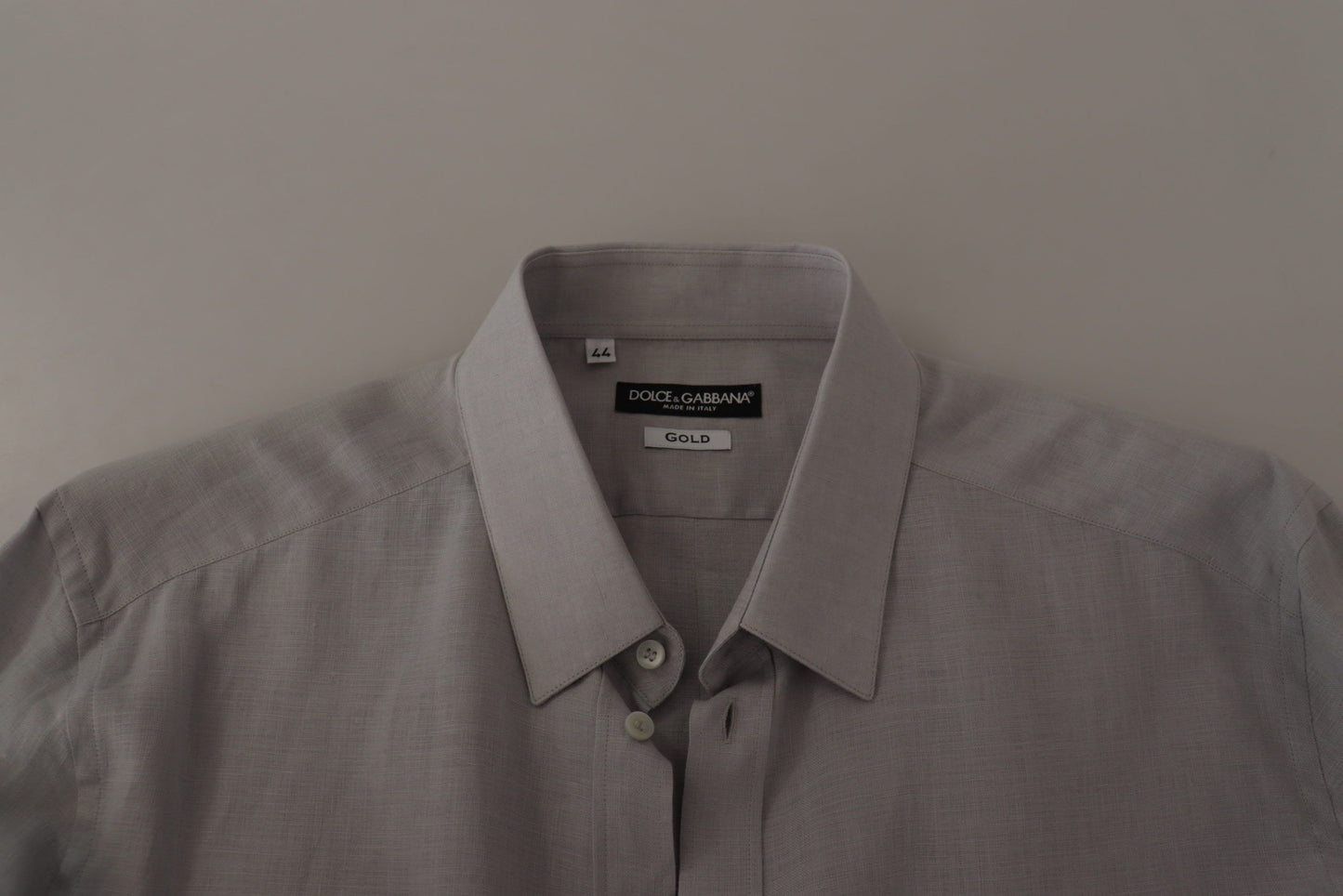 Dolce & Gabbana Elegante camisa de lino gris slim fit
