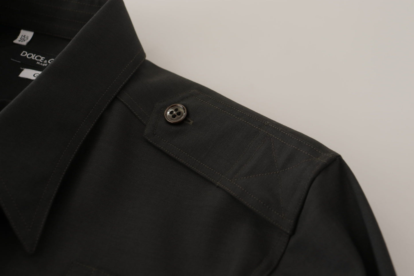 Dolce & Gabbana Camisa elegante de algodón verde oscuro de corte slim