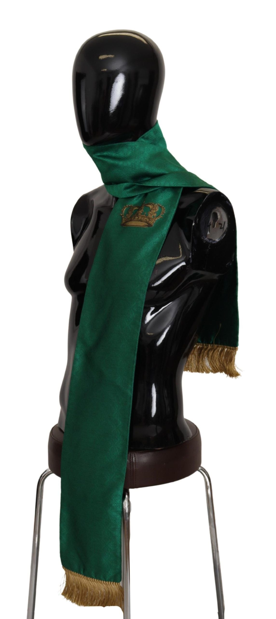 Dolce & Gabbana Elegante bufanda de hombre en mezcla de seda verde