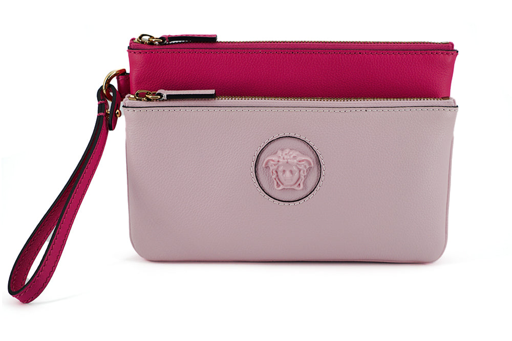 Versace Elegant Pink Leather Pouch Clutch – par Versace | Disponible sur Sandy Store ByNet