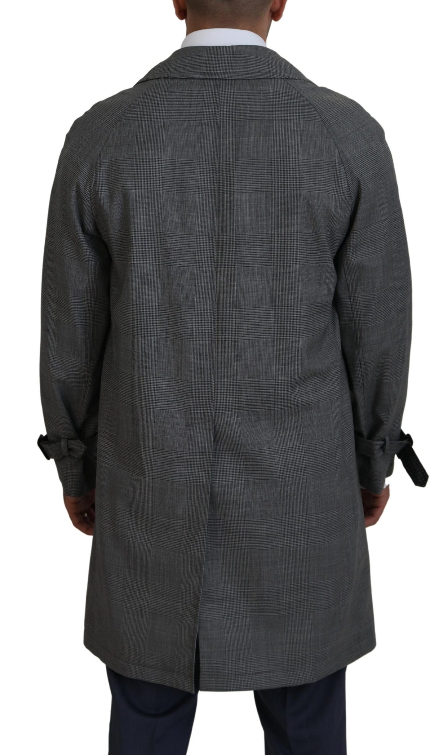 Dolce & Gabbana Elegante gabardina a cuadros gris