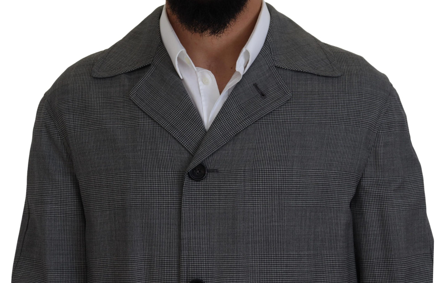 Dolce & Gabbana Elegante gabardina a cuadros gris