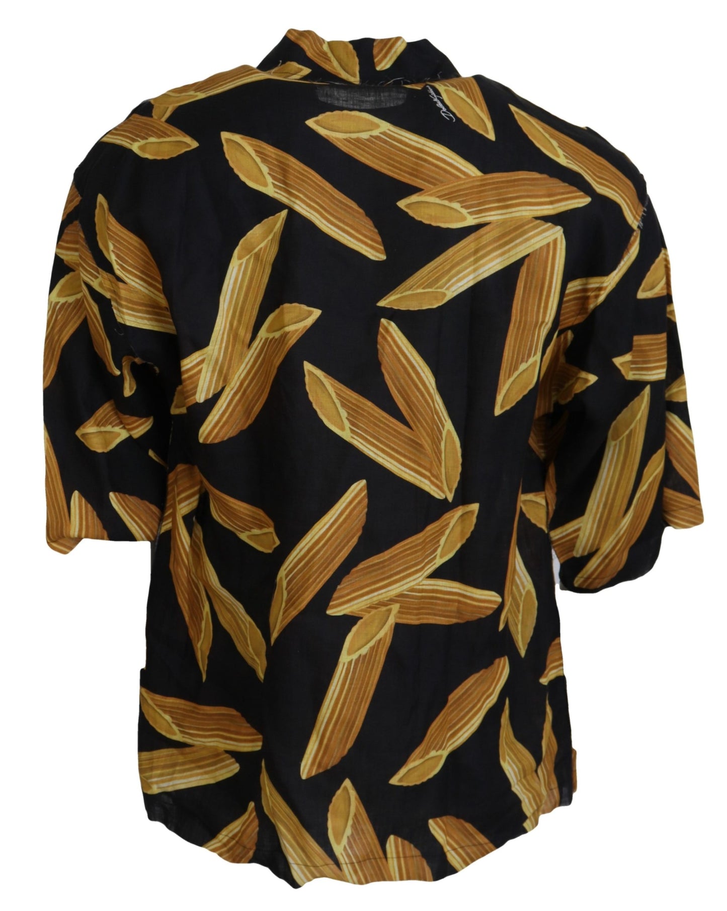Dolce & Gabbana Camisa de lino negra con estampado Penne Rigate