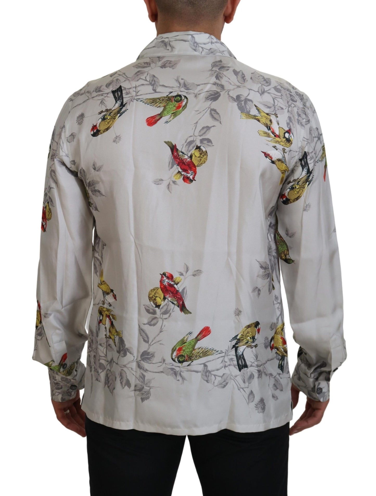 Dolce & Gabbana Camisa casual elegante con estampado de pájaros de seda