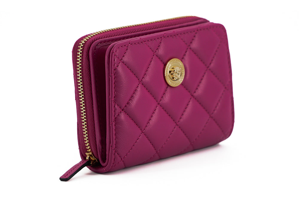 Versace Elegant Purple Quilted Leather Wallet – par Versace | Disponible sur Sandy Store ByNet