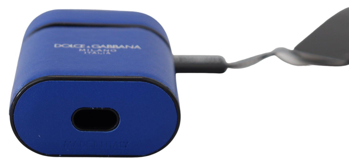 Dolce & Gabbana Elegante funda para Airpods de cuero azul