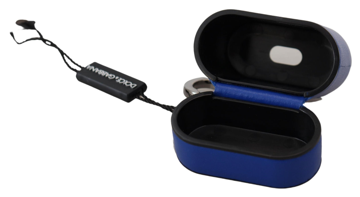 Dolce & Gabbana Elegante funda para Airpods de cuero azul