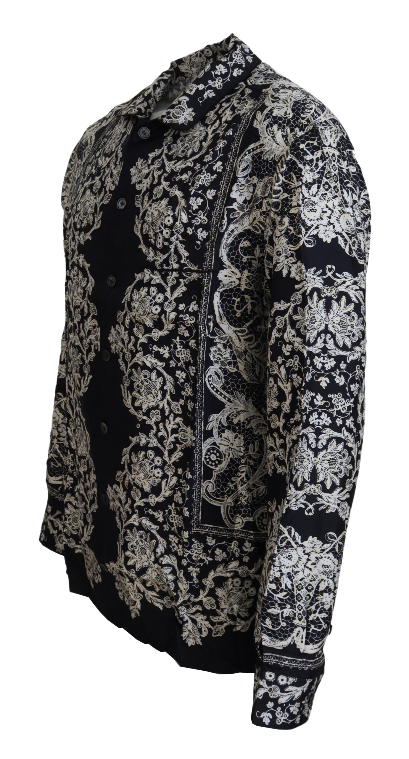 Dolce & Gabbana Elegante camisa barroca floral de satén