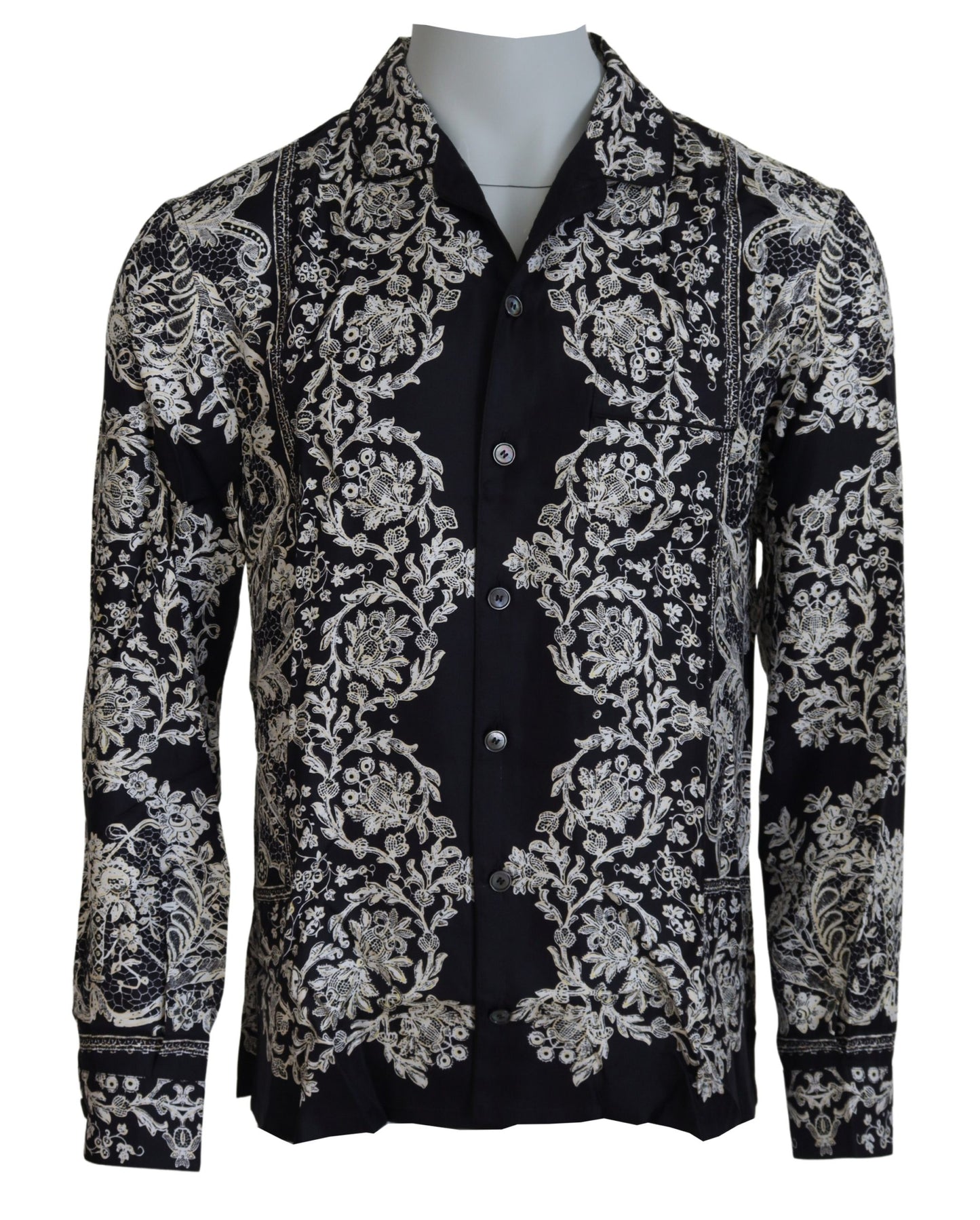 Dolce & Gabbana Elegante camisa barroca floral de satén