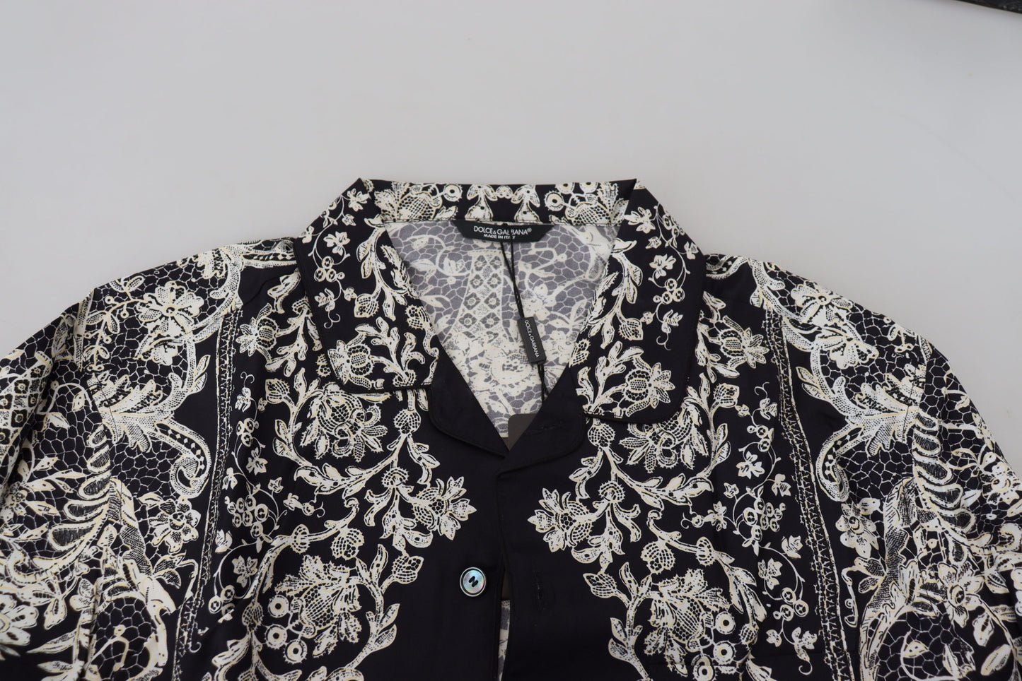 Dolce & Gabbana Elegante camisa barroca floral de satén