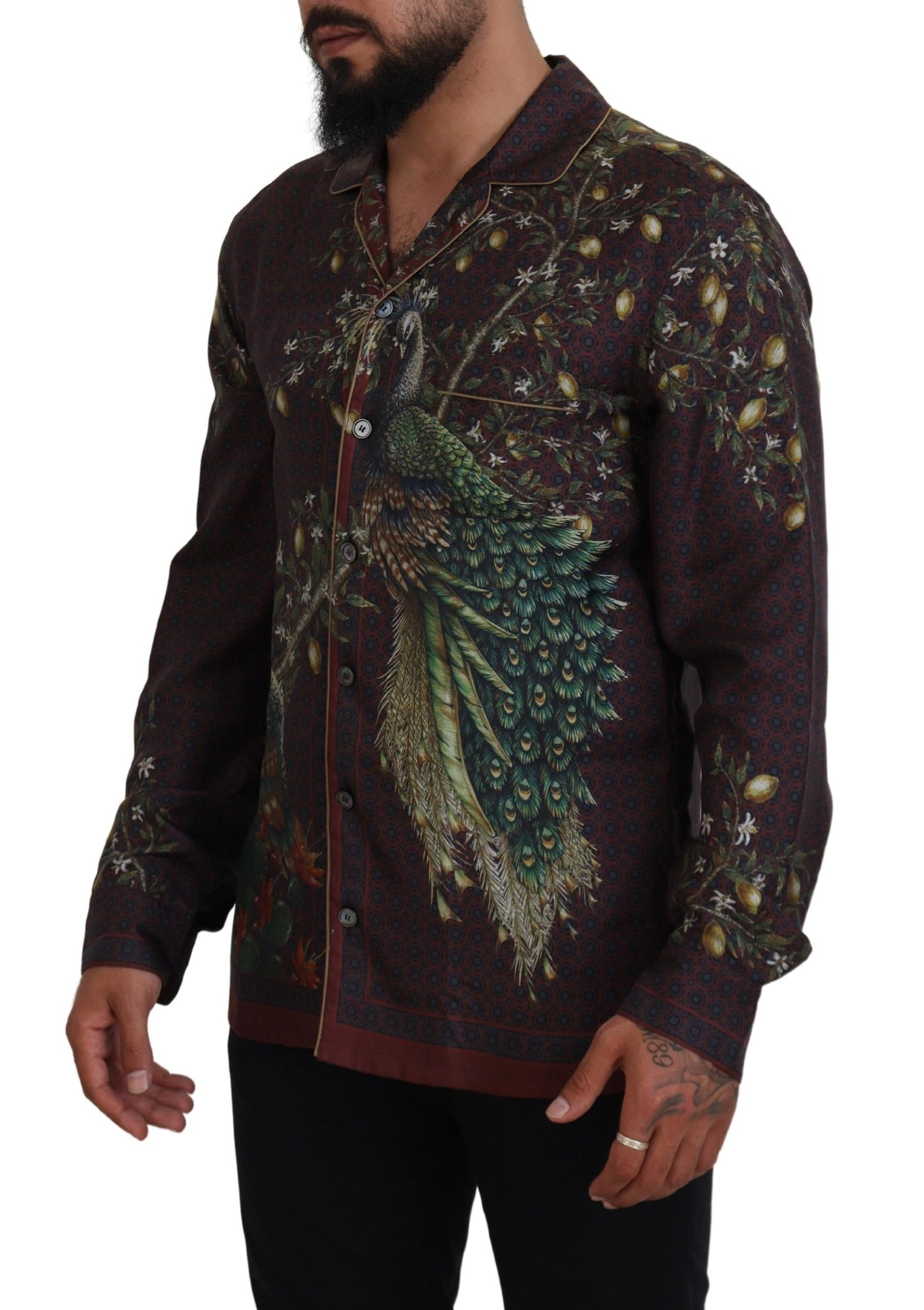 Dolce & Gabbana Camisa estilo pijama de satén de seda elegante para hombre