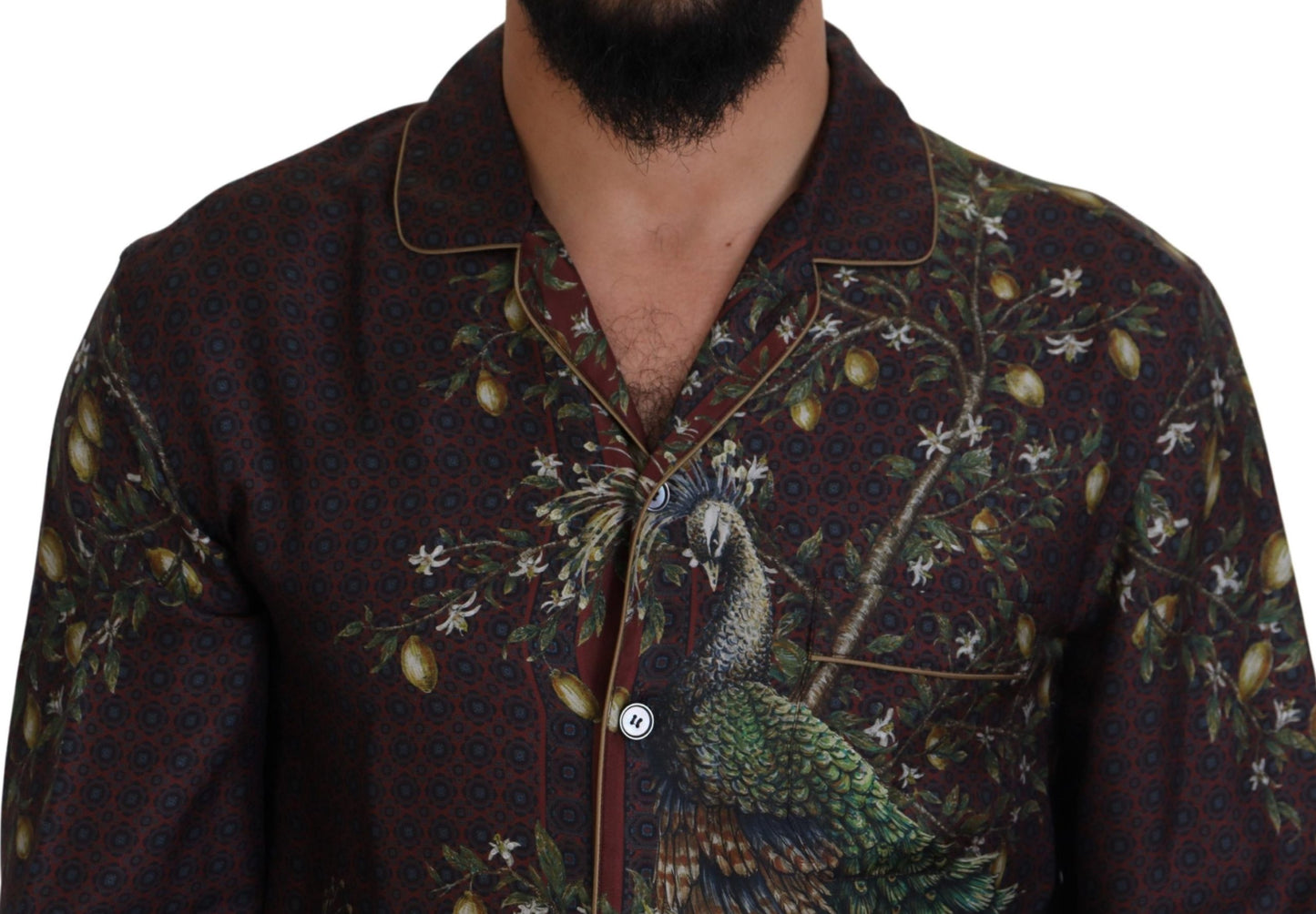 Dolce & Gabbana Camisa estilo pijama de satén de seda elegante para hombre