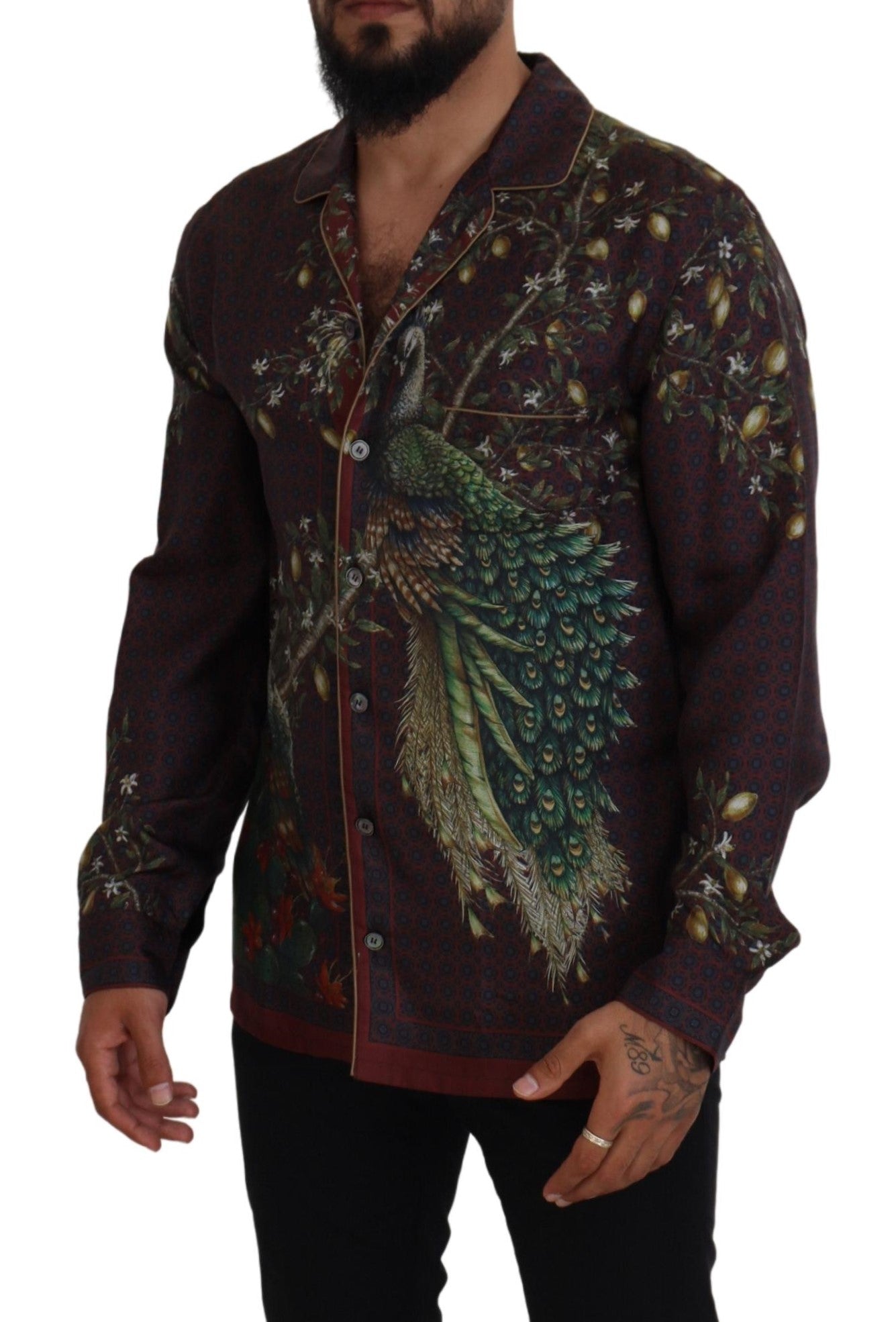 Dolce & Gabbana Camisa estilo pijama de satén de seda elegante para hombre