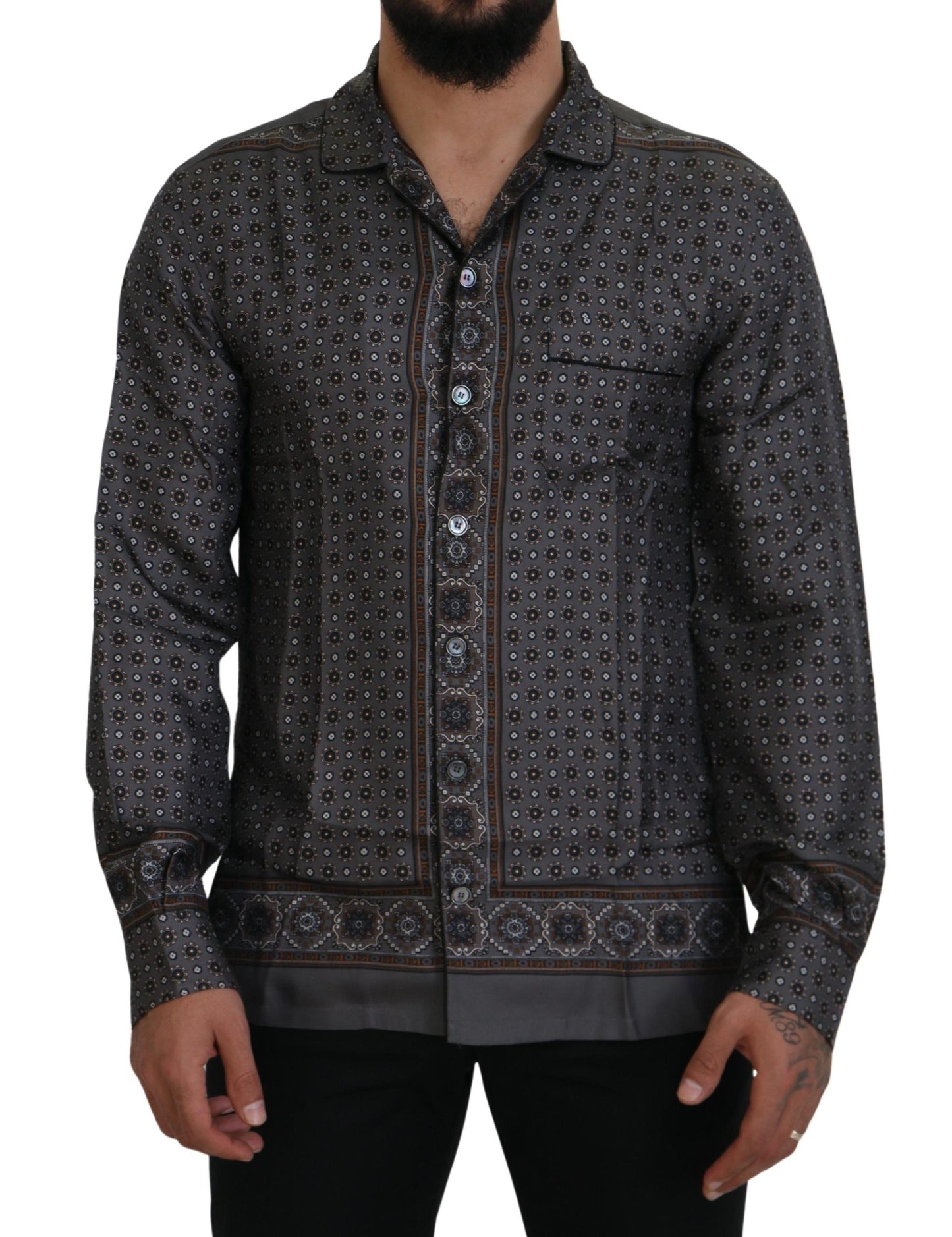 Dolce & Gabbana Camisa Barroca De Satén De Seda Elegante