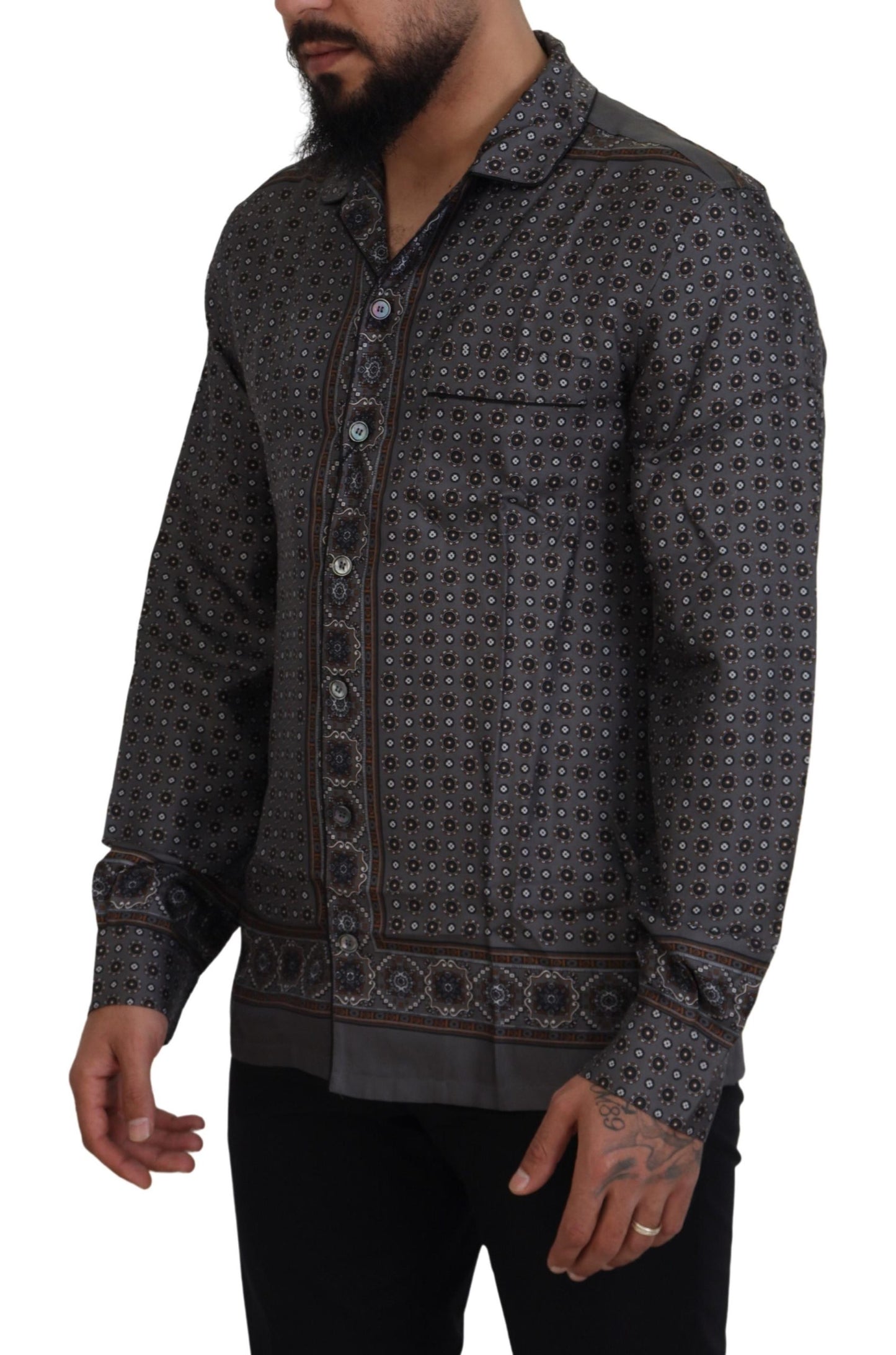 Dolce & Gabbana Camisa Barroca De Satén De Seda Elegante