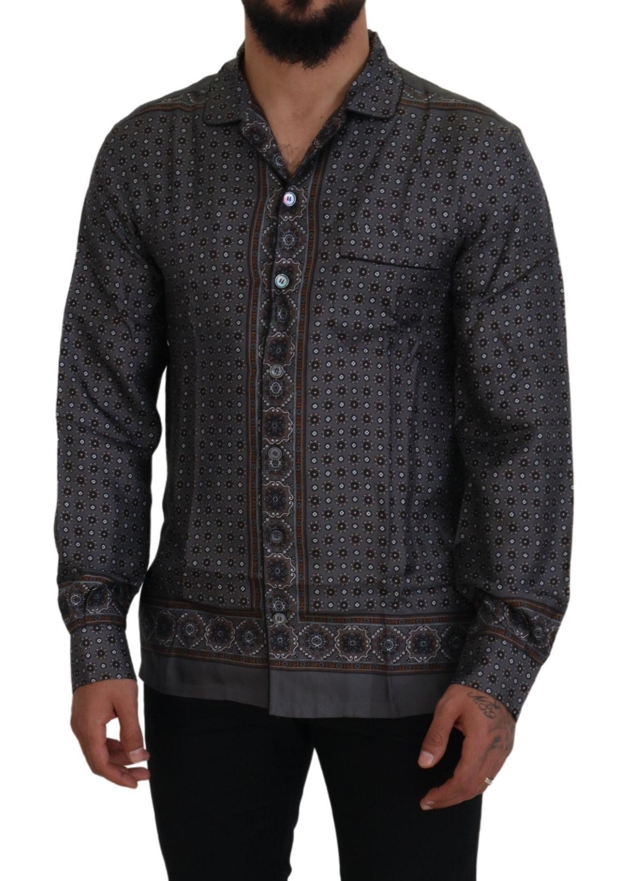 Dolce & Gabbana Camisa Barroca De Satén De Seda Elegante