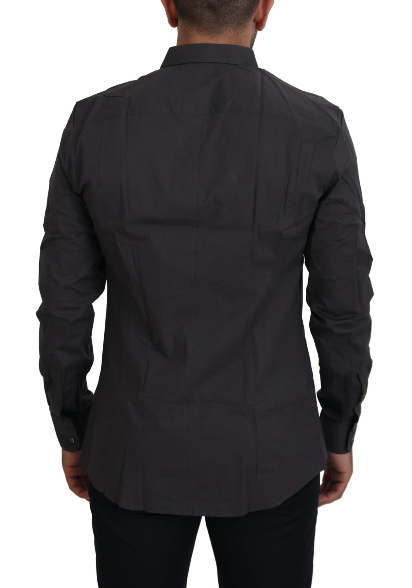 Dolce & Gabbana Camisa de vestir elegante gris Sicilia Slim Fit